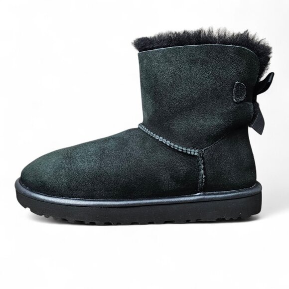 UGG Australia Women's Mini Bailey Bow II Black Slip On Boots - Picture 1 of 12